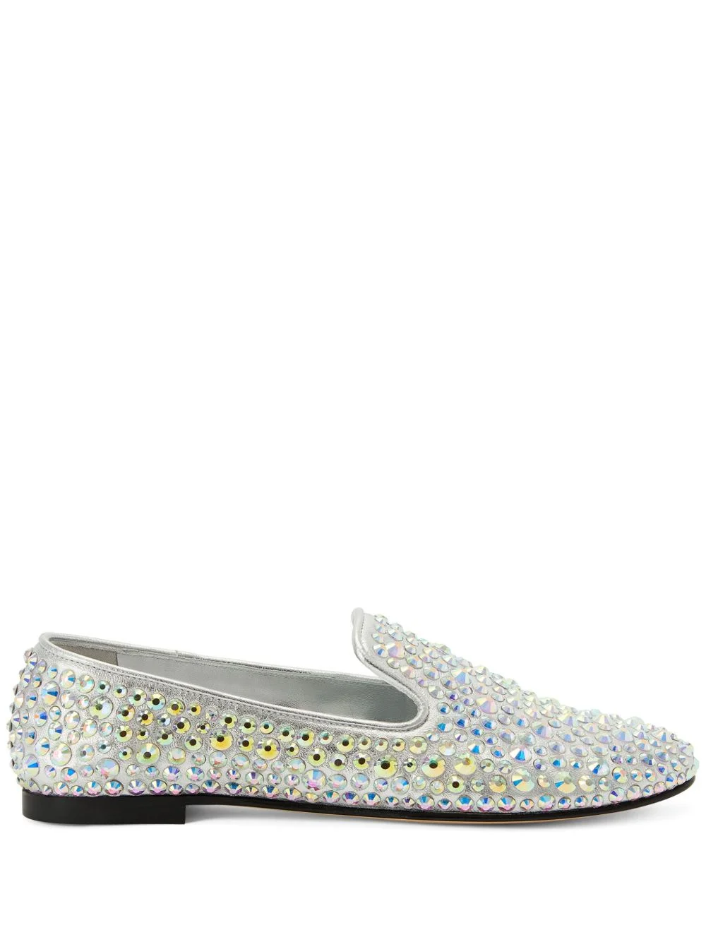 Evangeline rhinestone-embellished leather loafers - 1