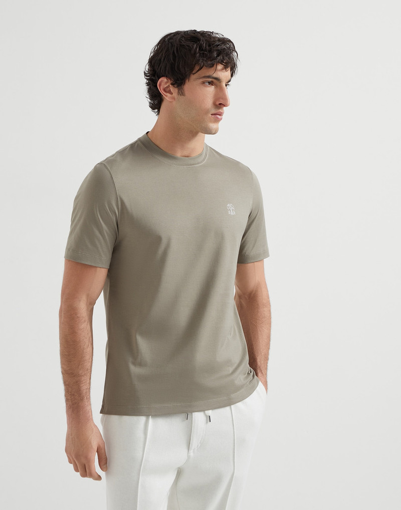 Cotton jersey crew neck T-shirt with logo 1