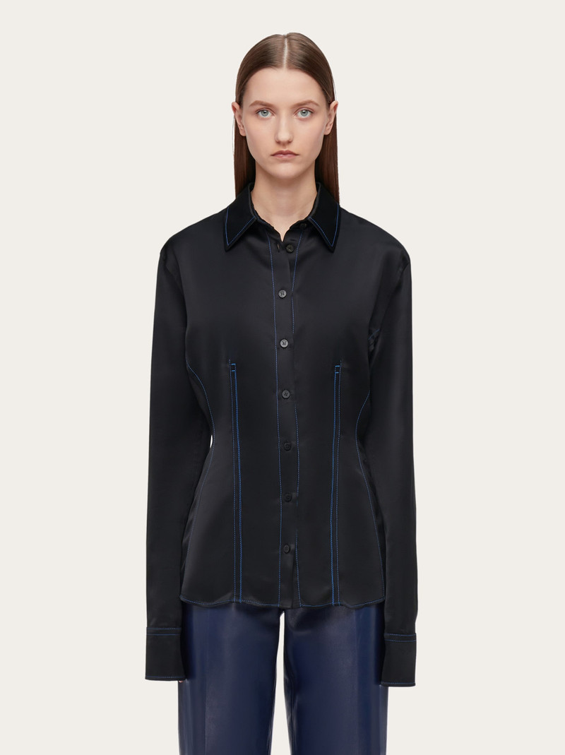 FERRAGAMO Viscose shirt with tonal darts outlook