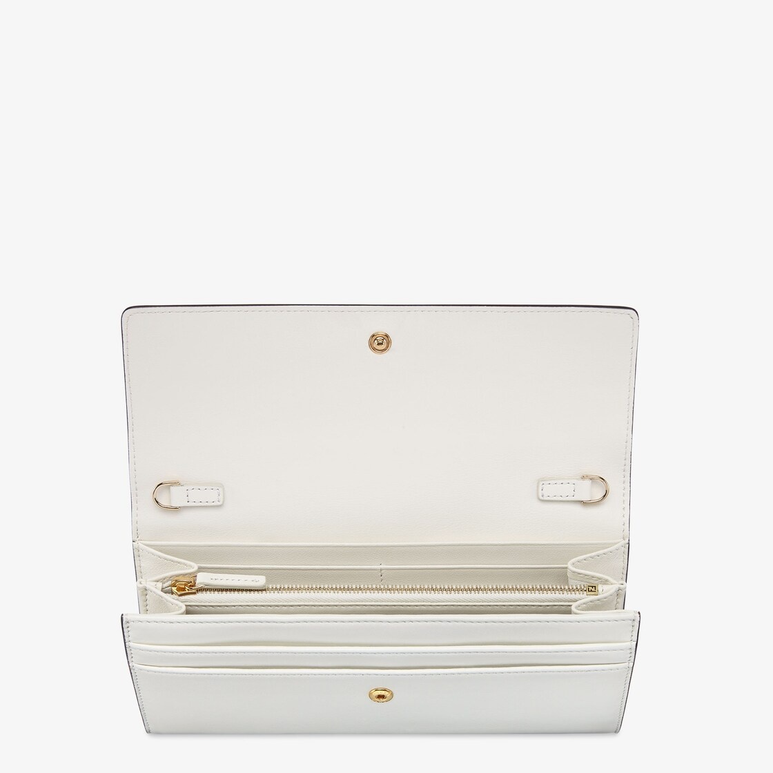 Fendi Roma continental wallet with short metal chain. The interior features two gusseted compartment - 4
