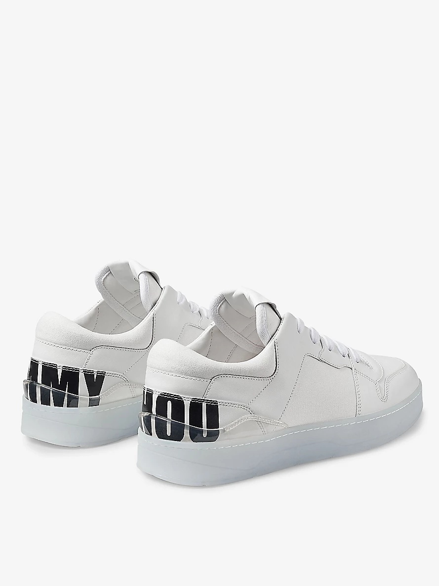 Florent F logo-print leather and cotton-canvas low-top trainers - 4