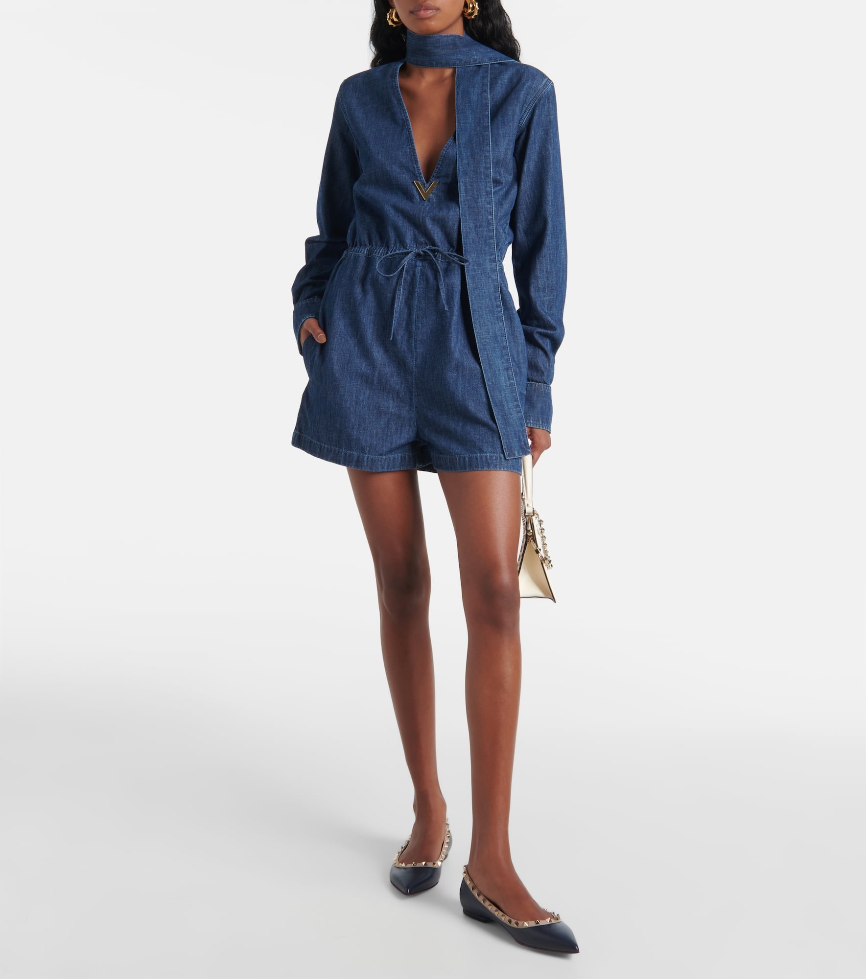 Halterneck denim playsuit - 2