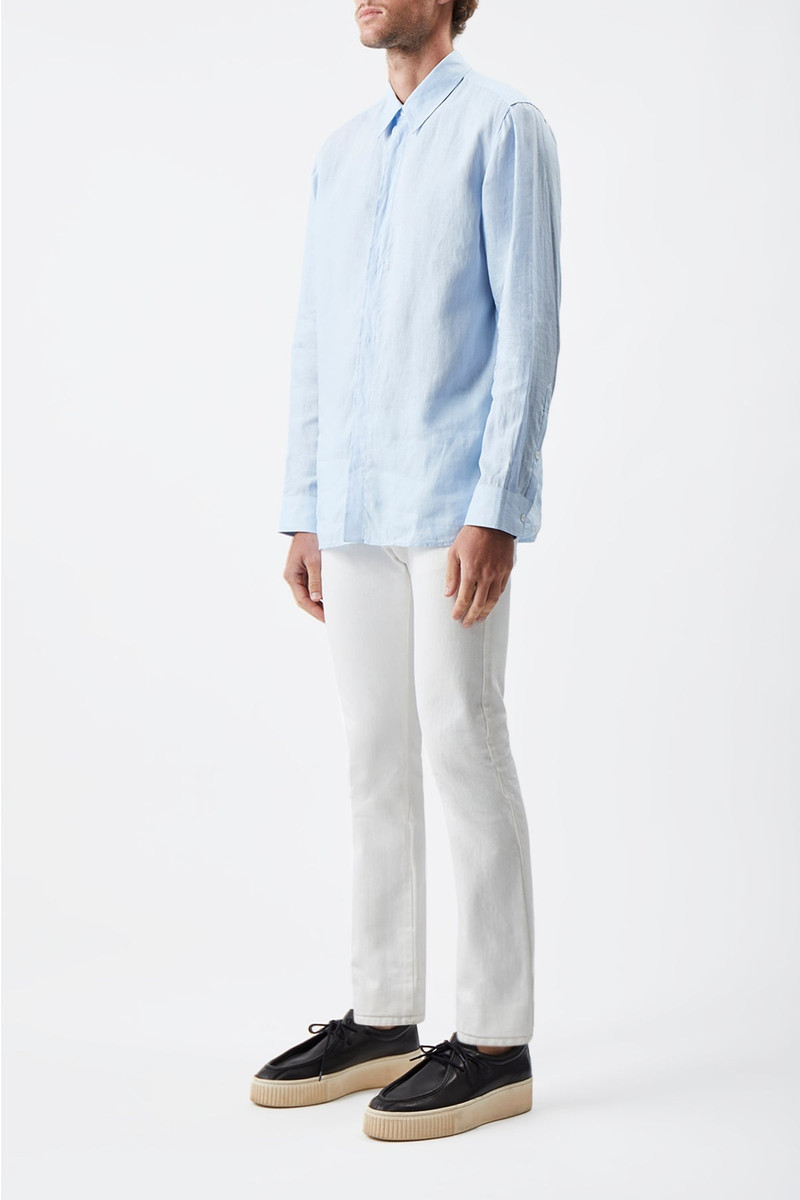 Quevedo Shirt in Light Blue Linen 3