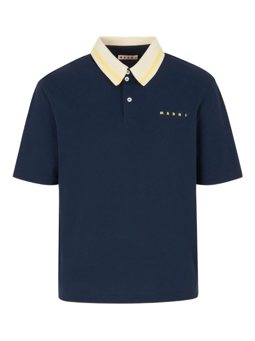 stripe-collar logo-print polo shirt - 1