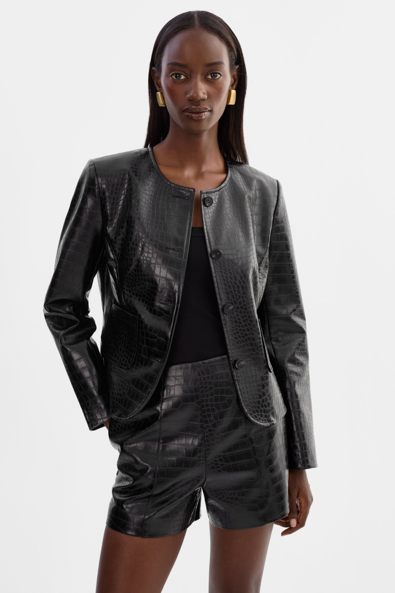 AGNES | Faux Leather Croco Jacket 3