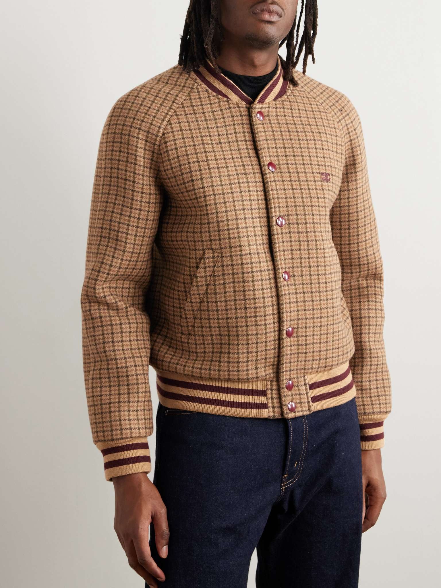 Logo-Embroidered Checked Wool Bomber Jacket - 4