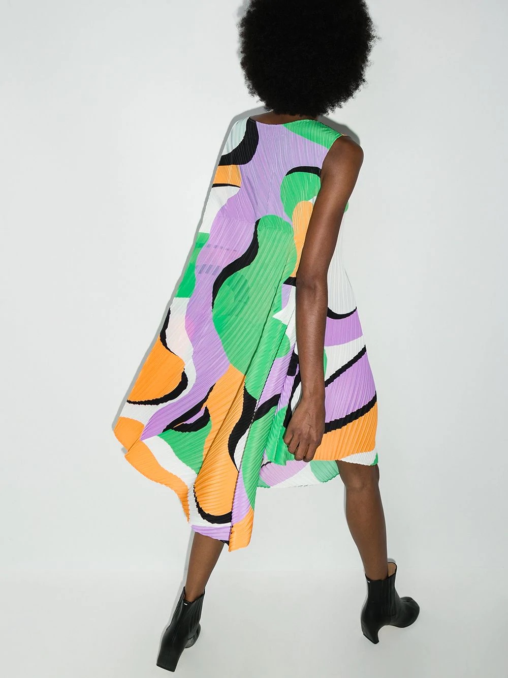 asymmetric abstract print dress - 3