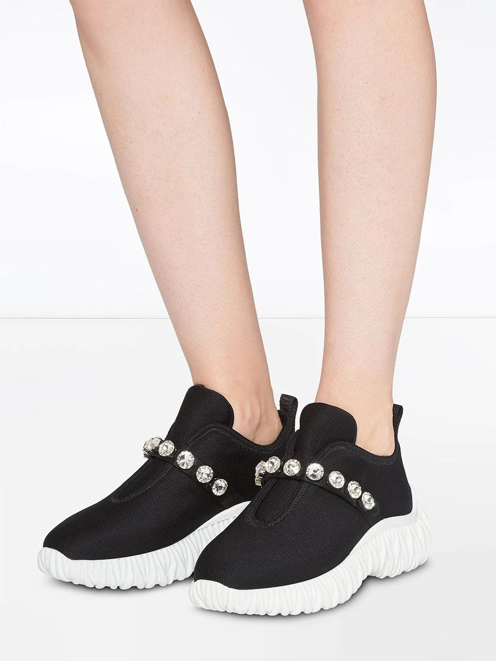 matelassé crystal-embellished sneakers - 5