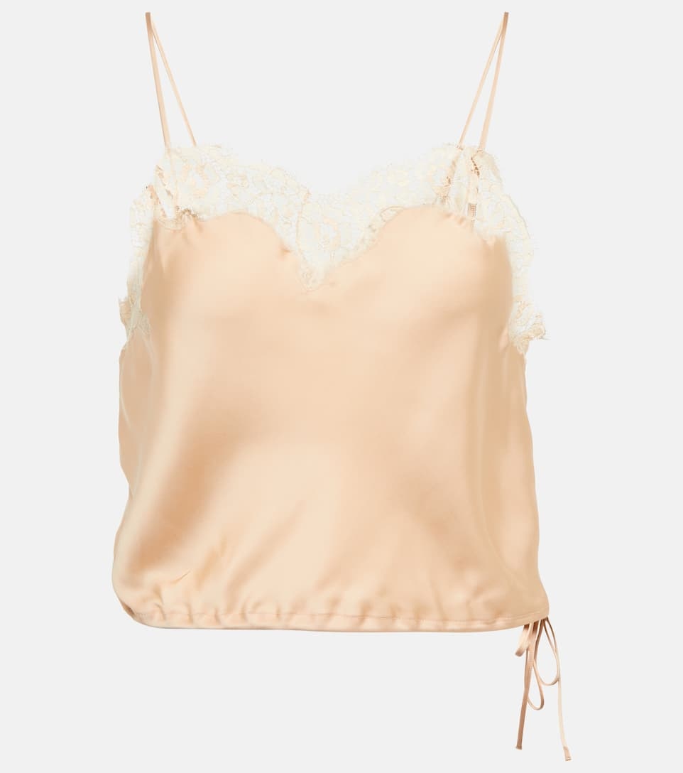 Lace-trimmed silk satin camisole - 1