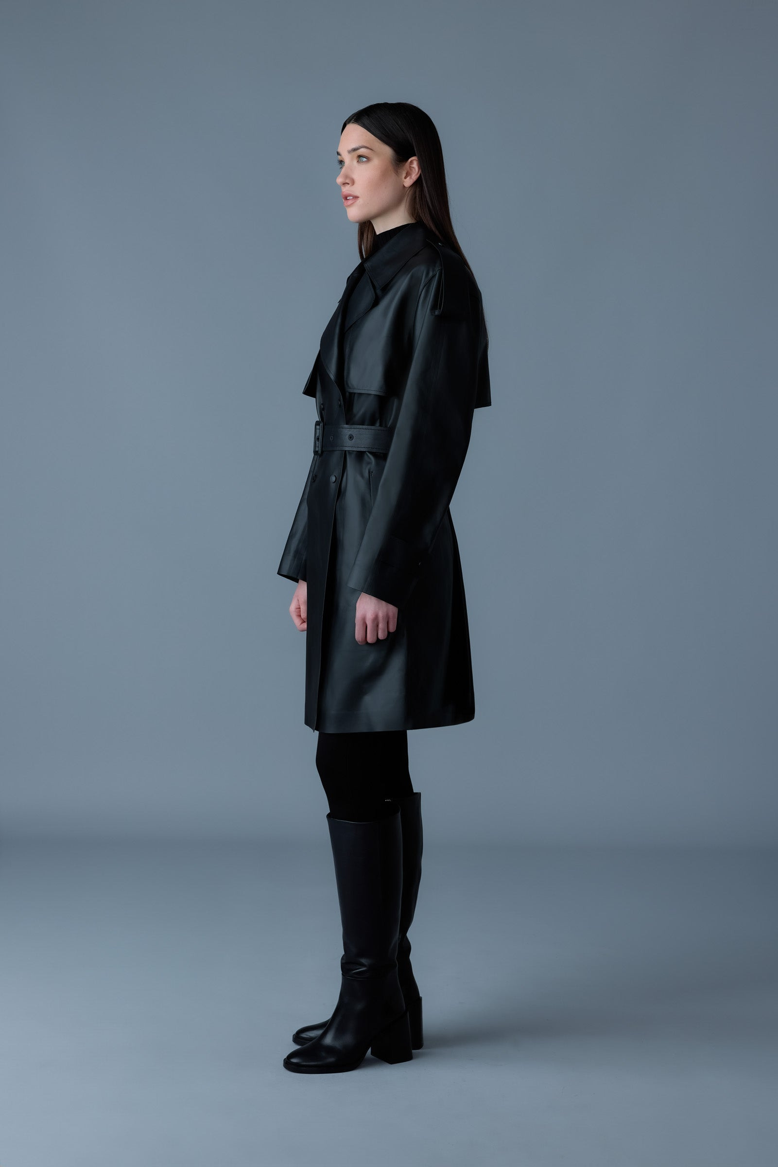MEDORA Luster leather three-quarter coat - 3