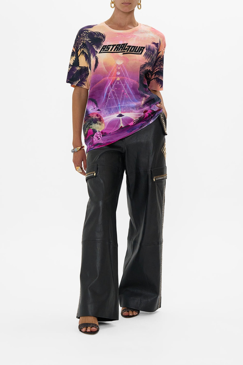 CAMILLA OVERSIZED BAND TEE - PURPLE/MULTI outlook