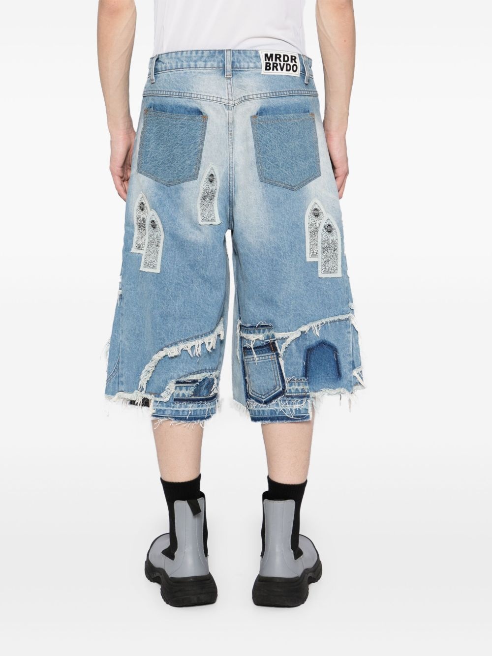 arch blowout denim shorts - 4