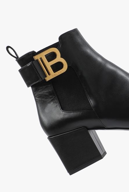 Black leather Salomé ankle boots - 5