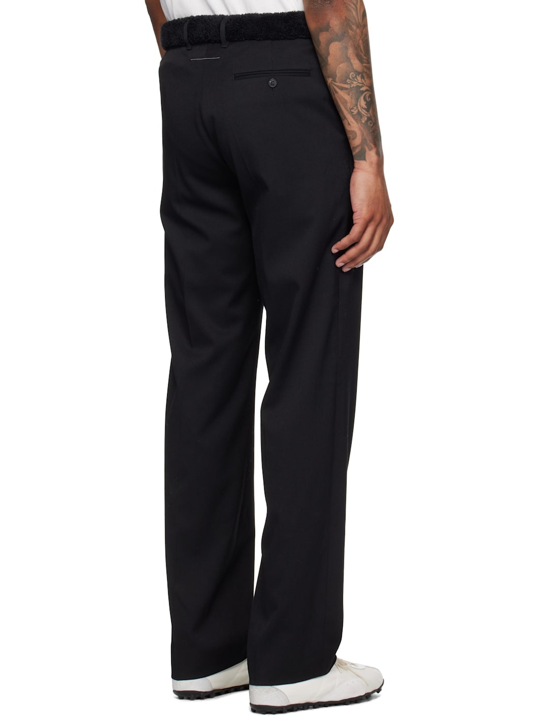 Black Fleece Trim Trousers - 3