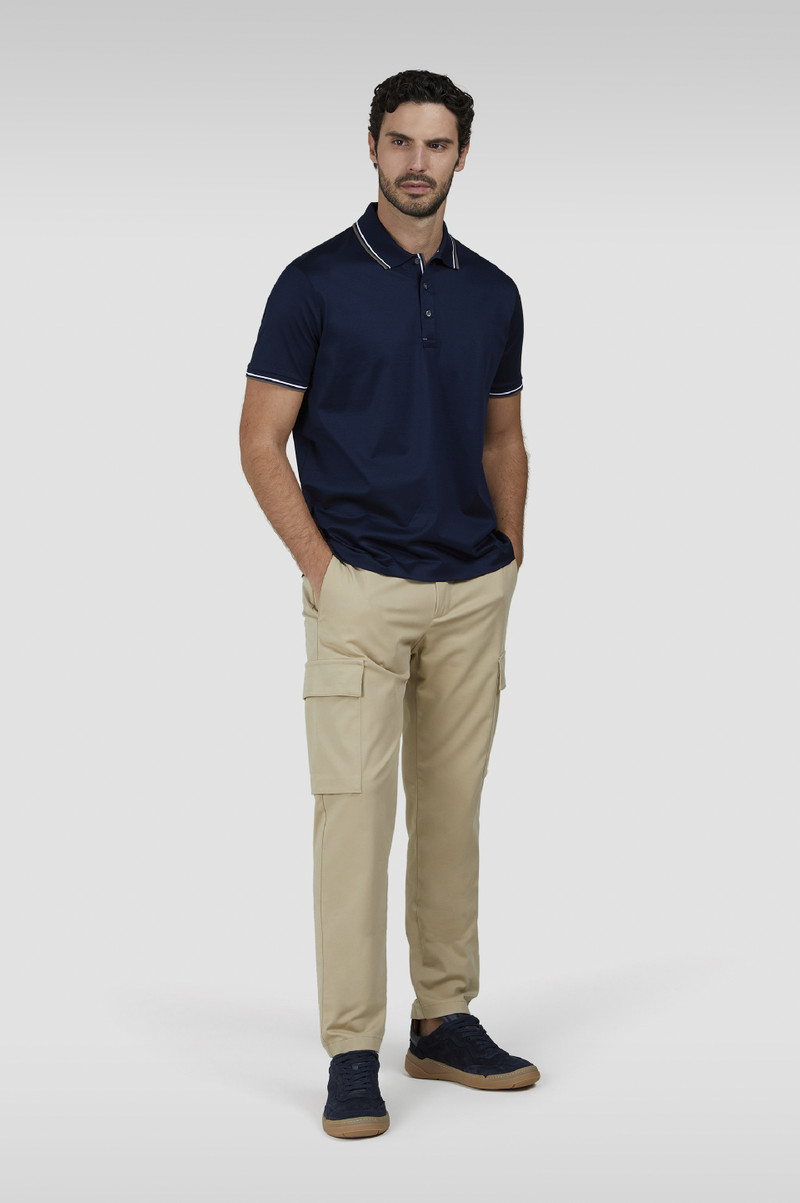 Paul & Shark PERLÉ COTTON JERSEY POLO WITH STRIPED TRIMS outlook