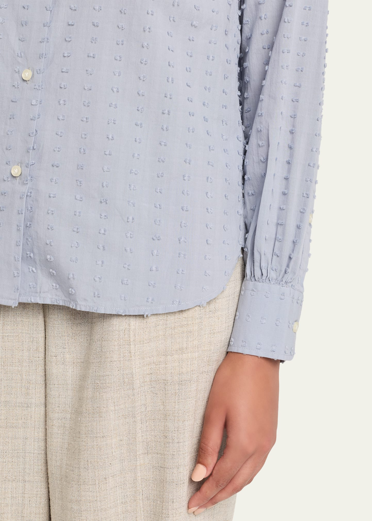 Ella Long-Sleeve Textured Japanese Cotton Shirt - 5