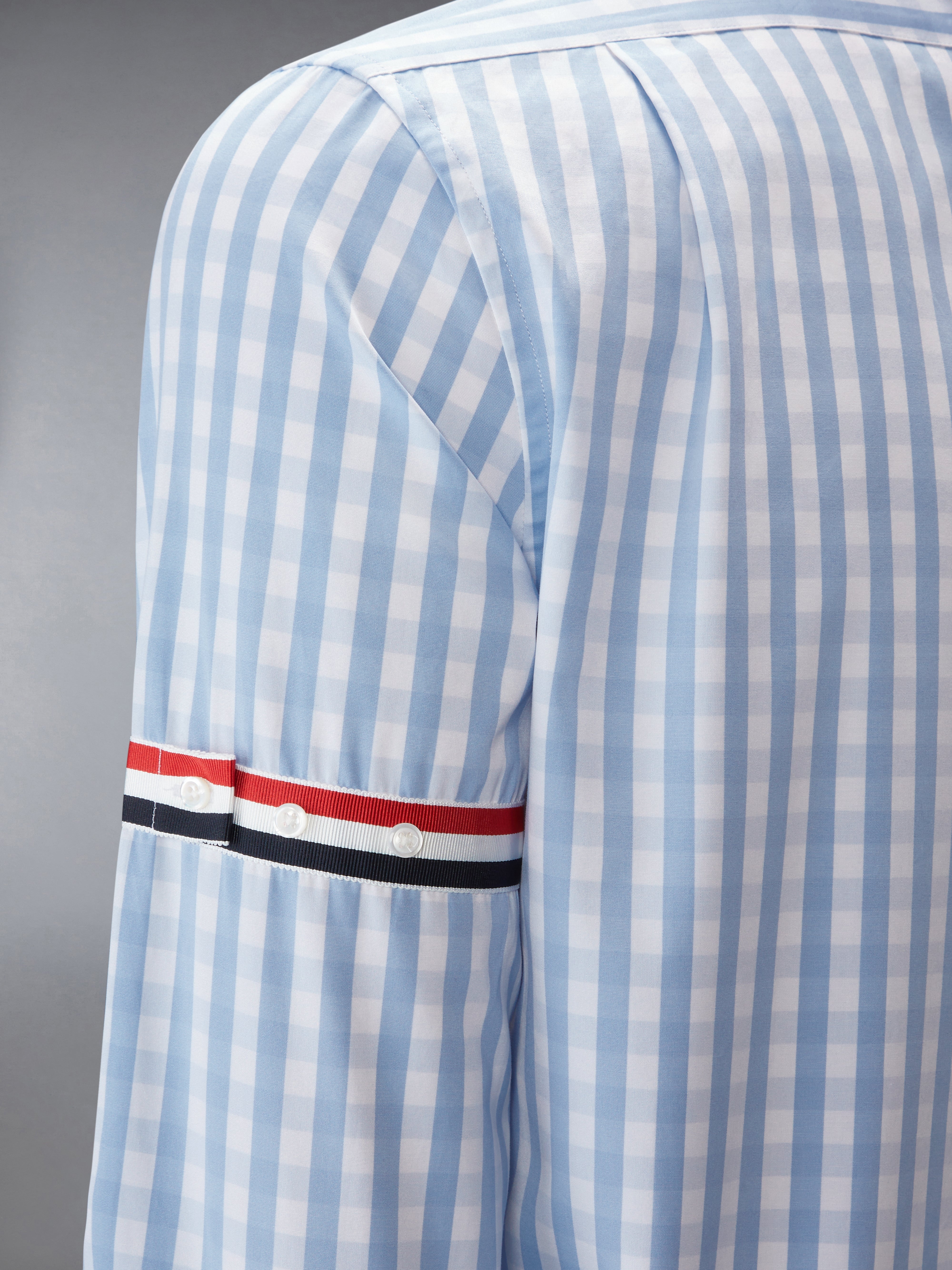 GINGHAM CHECK POPLIN ARMBAND SHIRT - 6