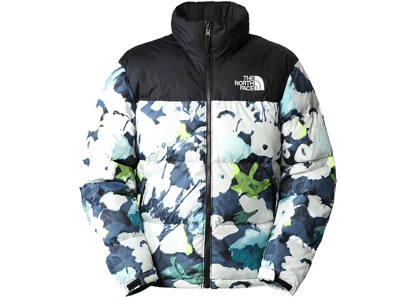 The North Face 1996 Retro Nuptse 700 Fill Packable Jacket Summit Navy Abstract Floral Print - 1