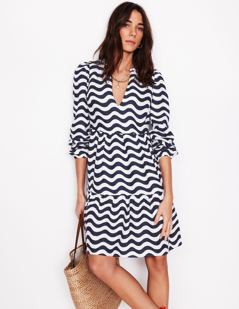 Esme Linen Mini Dress-French Navy, Mono Wave 6