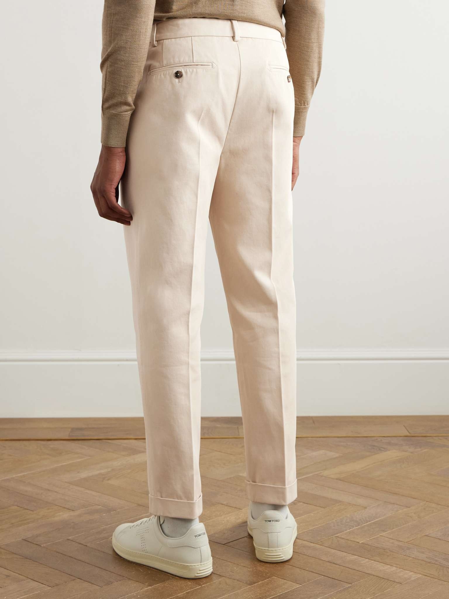 Straight-Leg Pleated Cotton-Gabardine Trousers - 4
