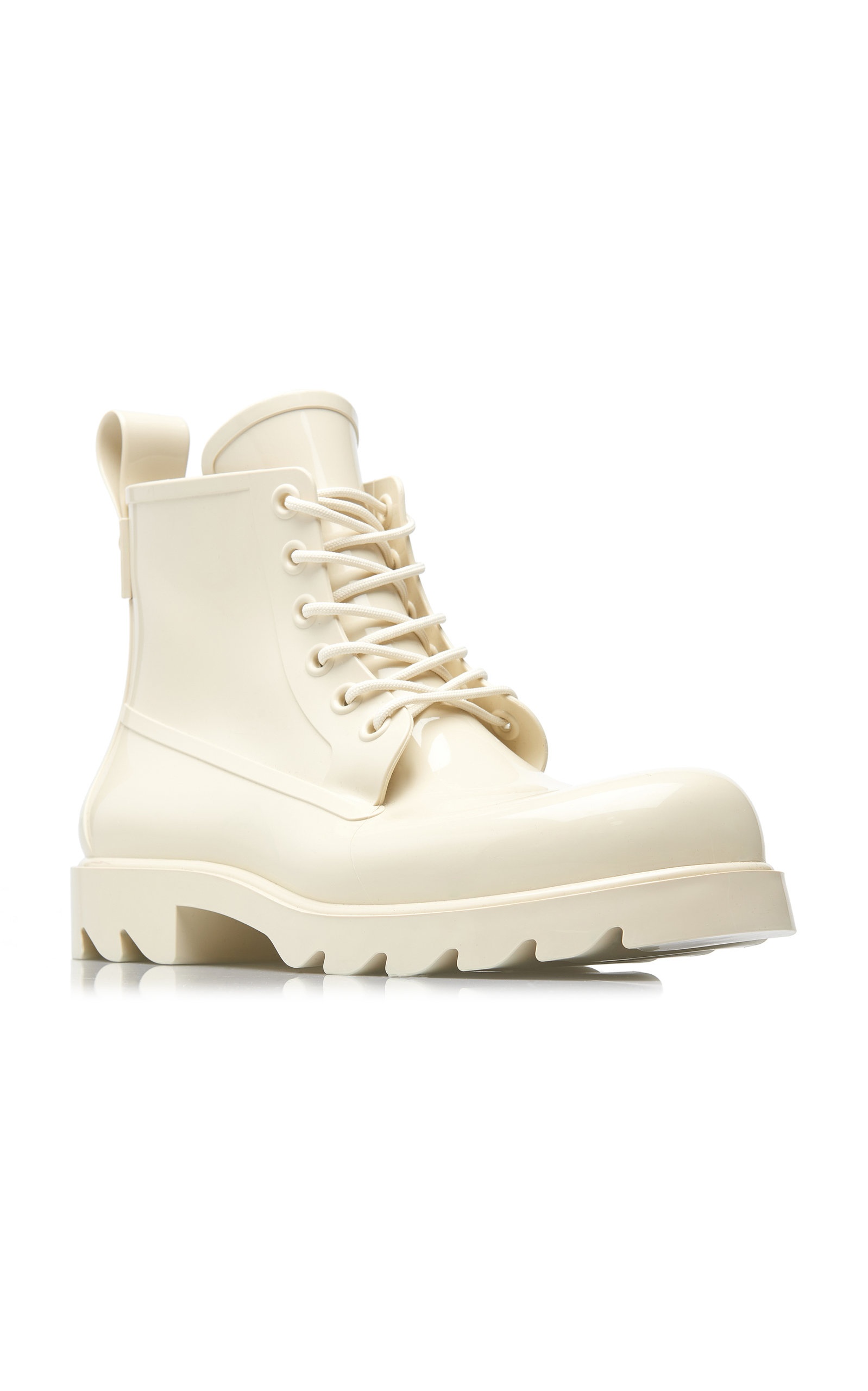 Lace-Up Rubber Ankle Boots white - 4