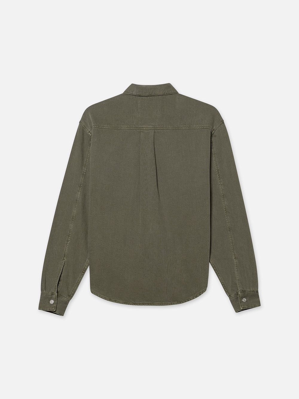 Textured Terry Overshirt in Smokey Olive - 4