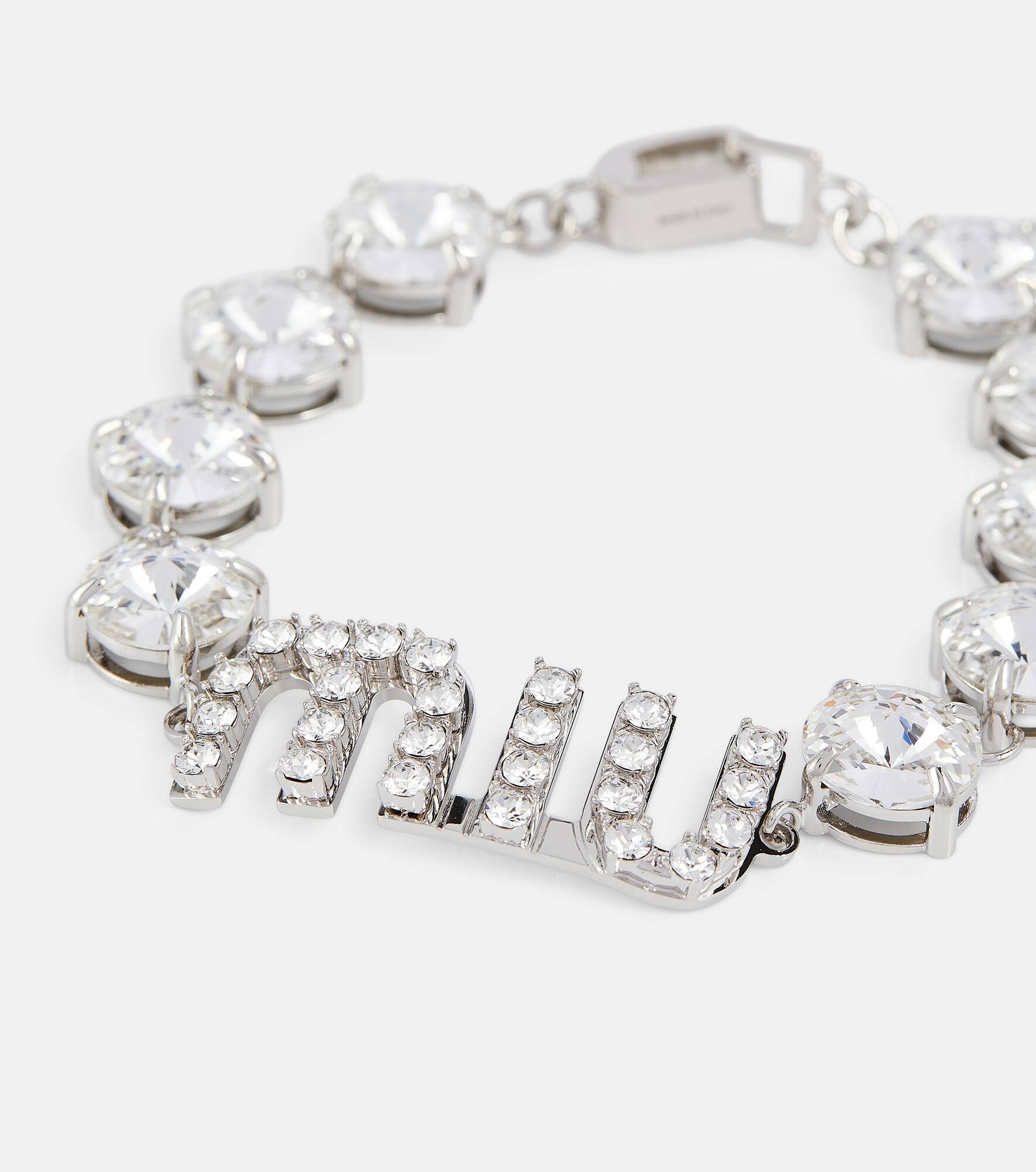 Logo crystal-embellished bracelet - 4