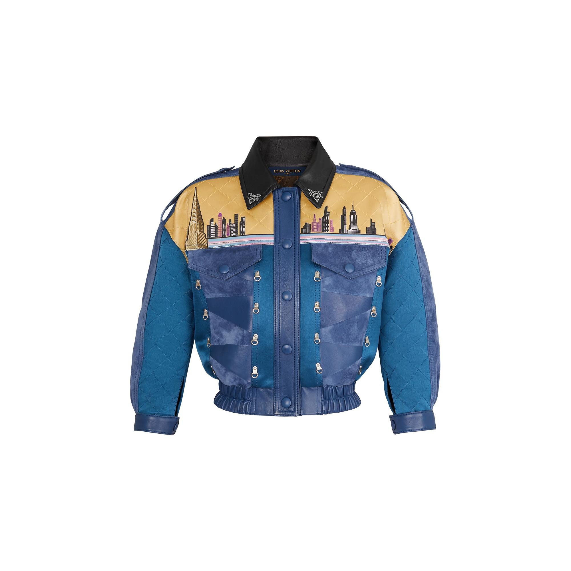 Printed Bi-Material Quilted Jacket - 1