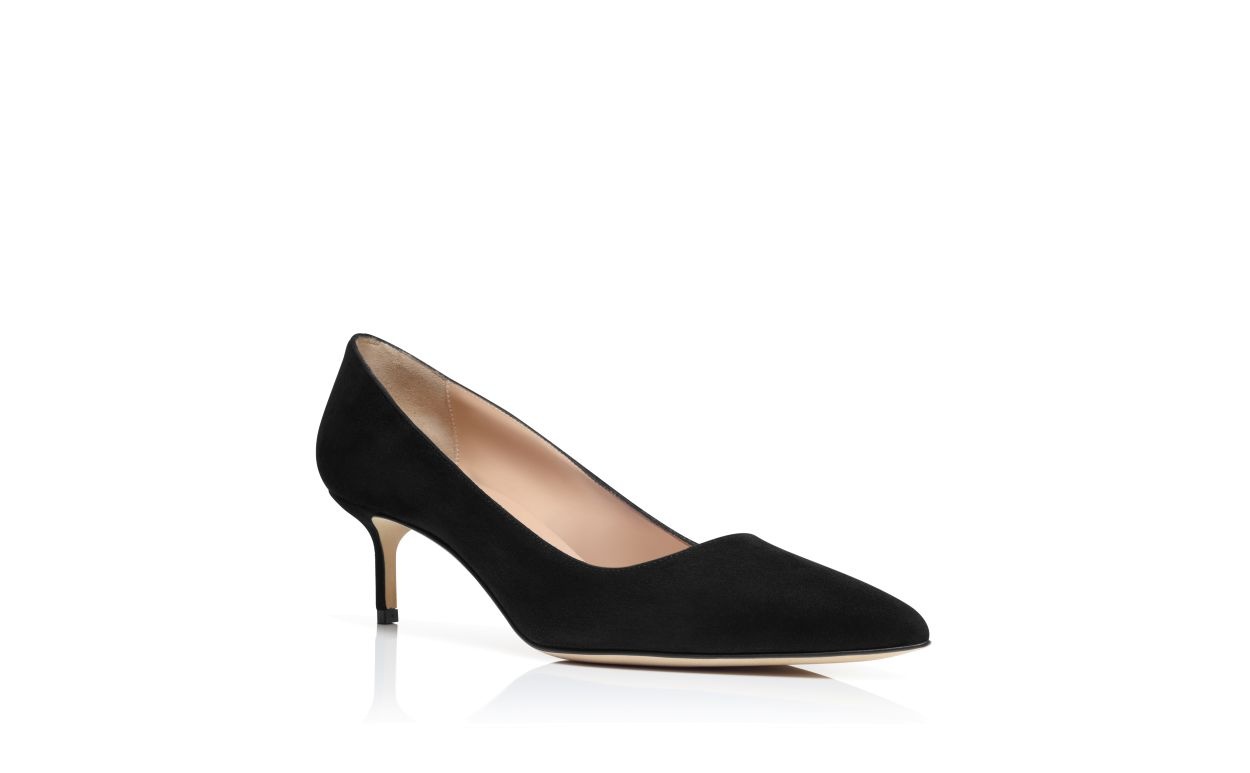 Black Suede Pointed Toe Pumps - 3