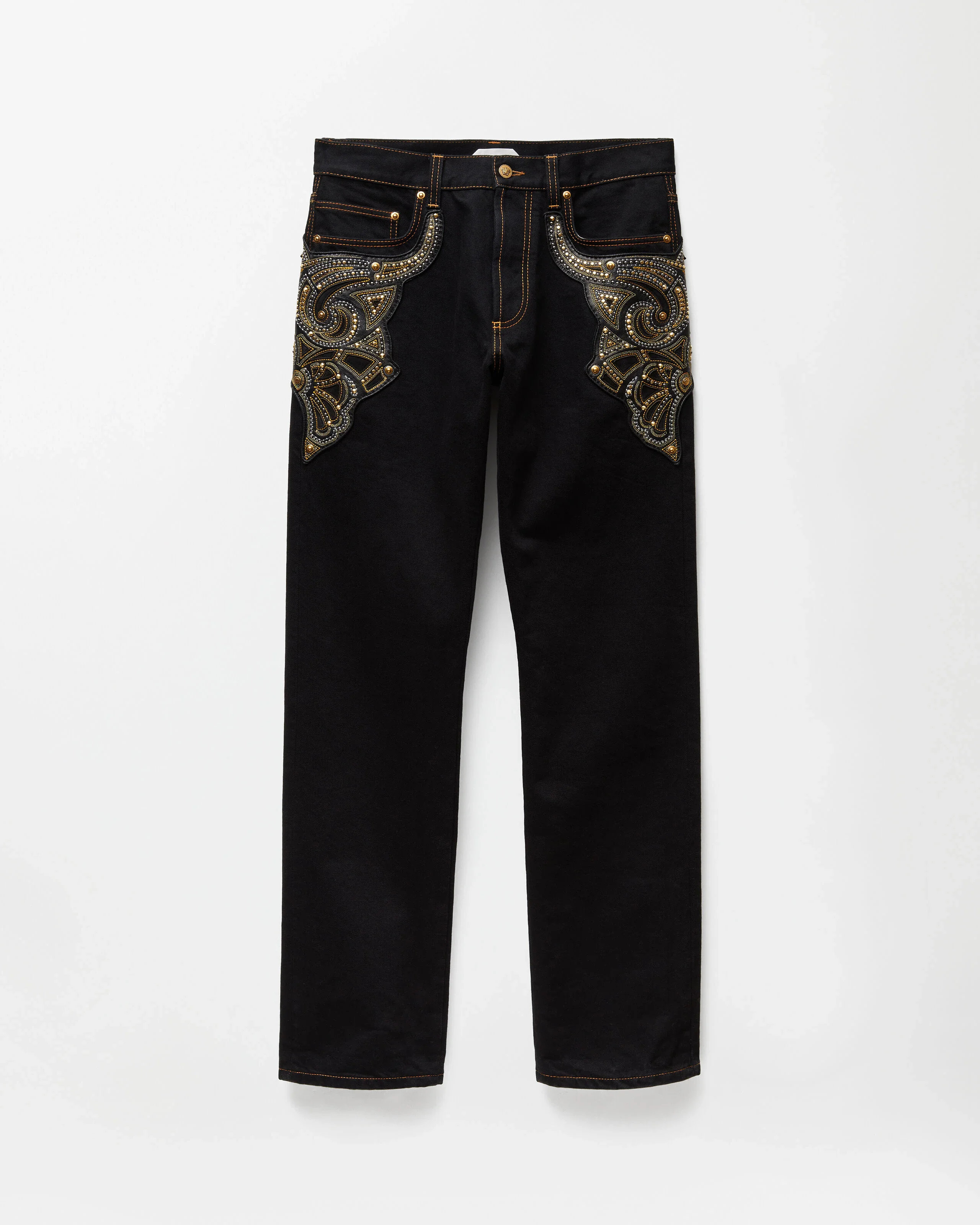 Embroidered Straight Jeans - 1