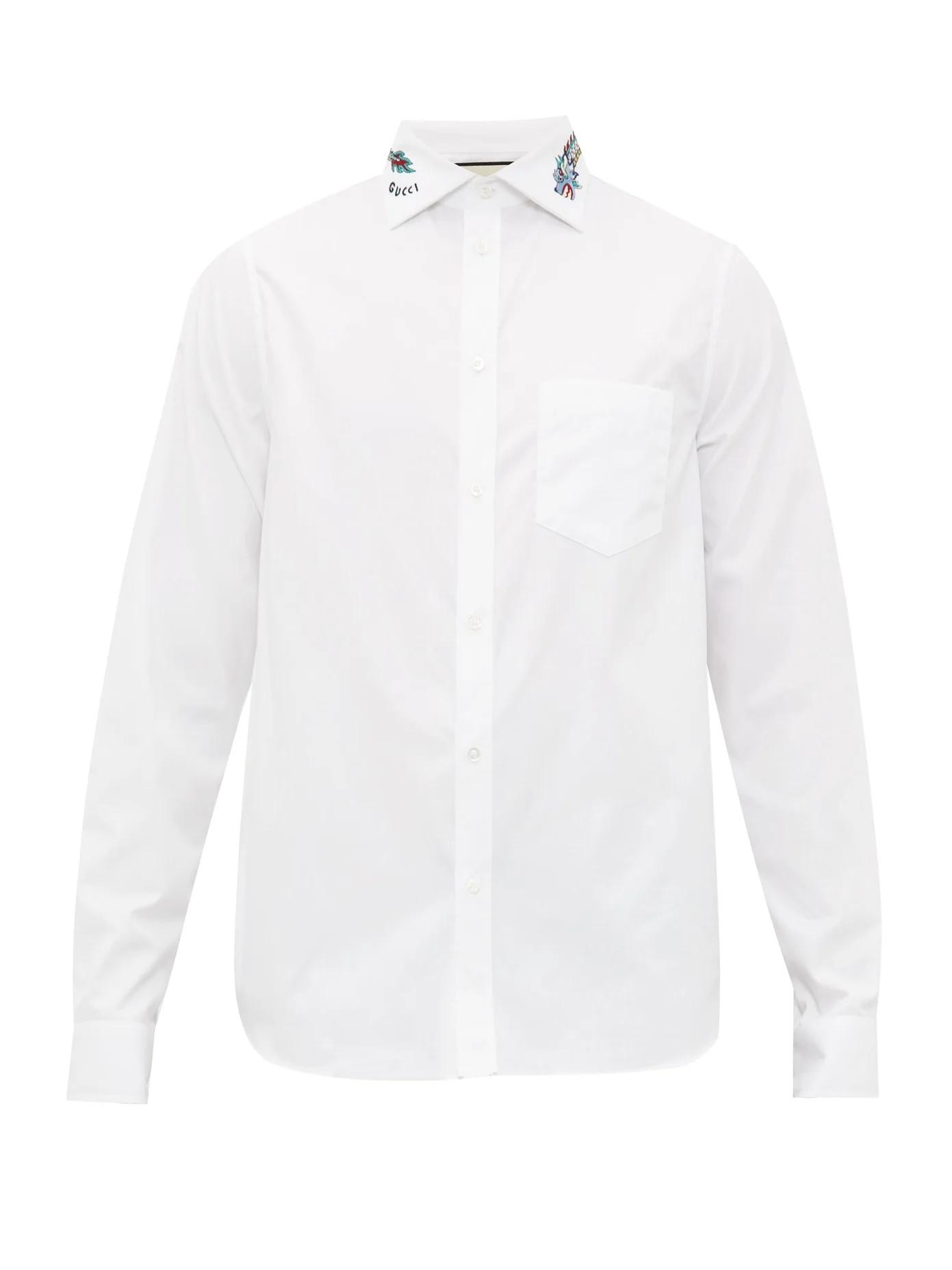 Dragon-embroidered cotton shirt - 1