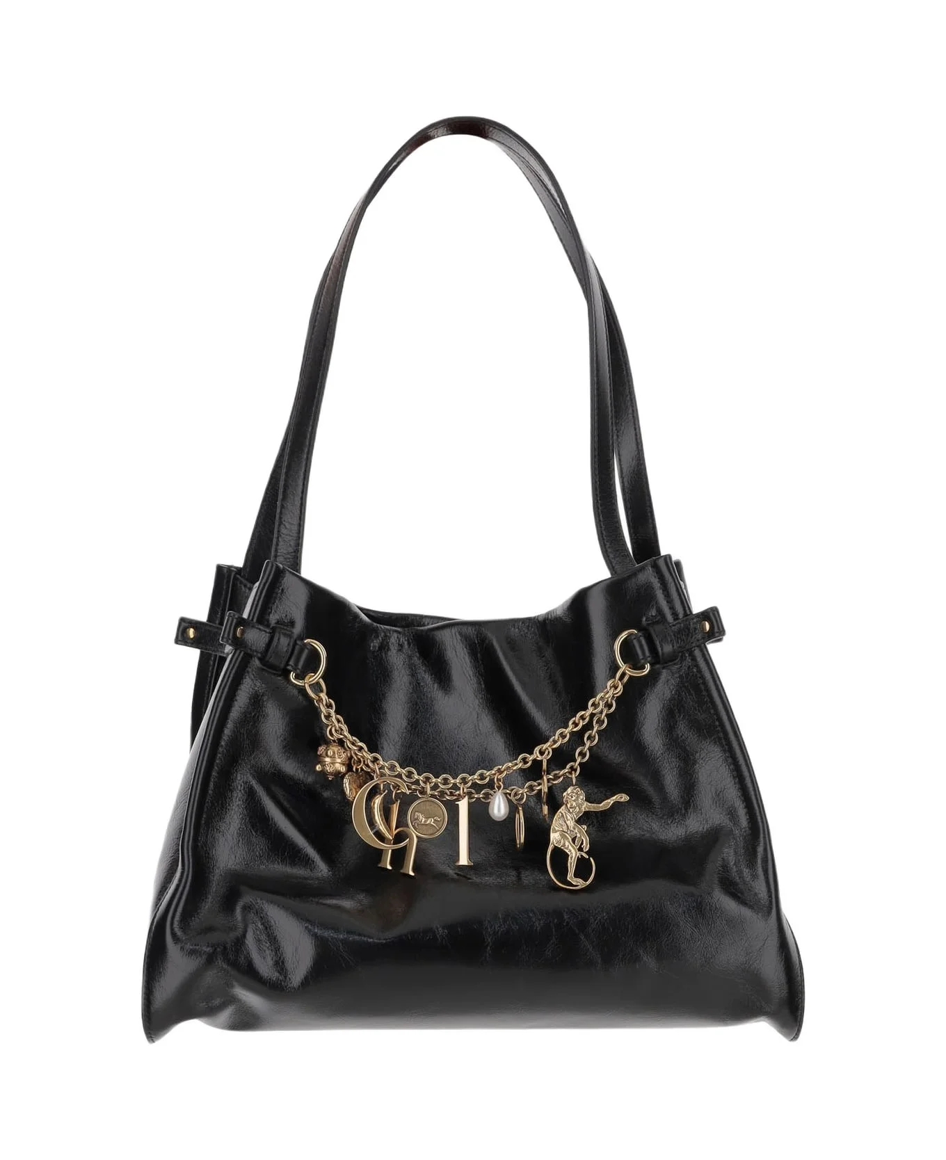 Glossy Leather Shoulder Bag - 1