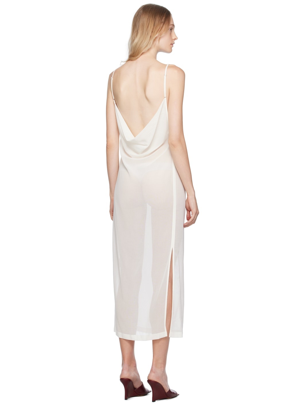 White Cowl Neck Maxi Dress - 3