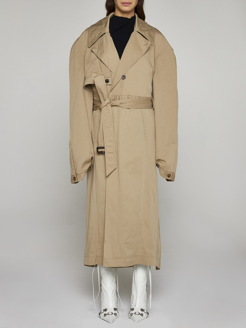 BALENCIAGA Off-shoulder Trench Coat in Beige outlook