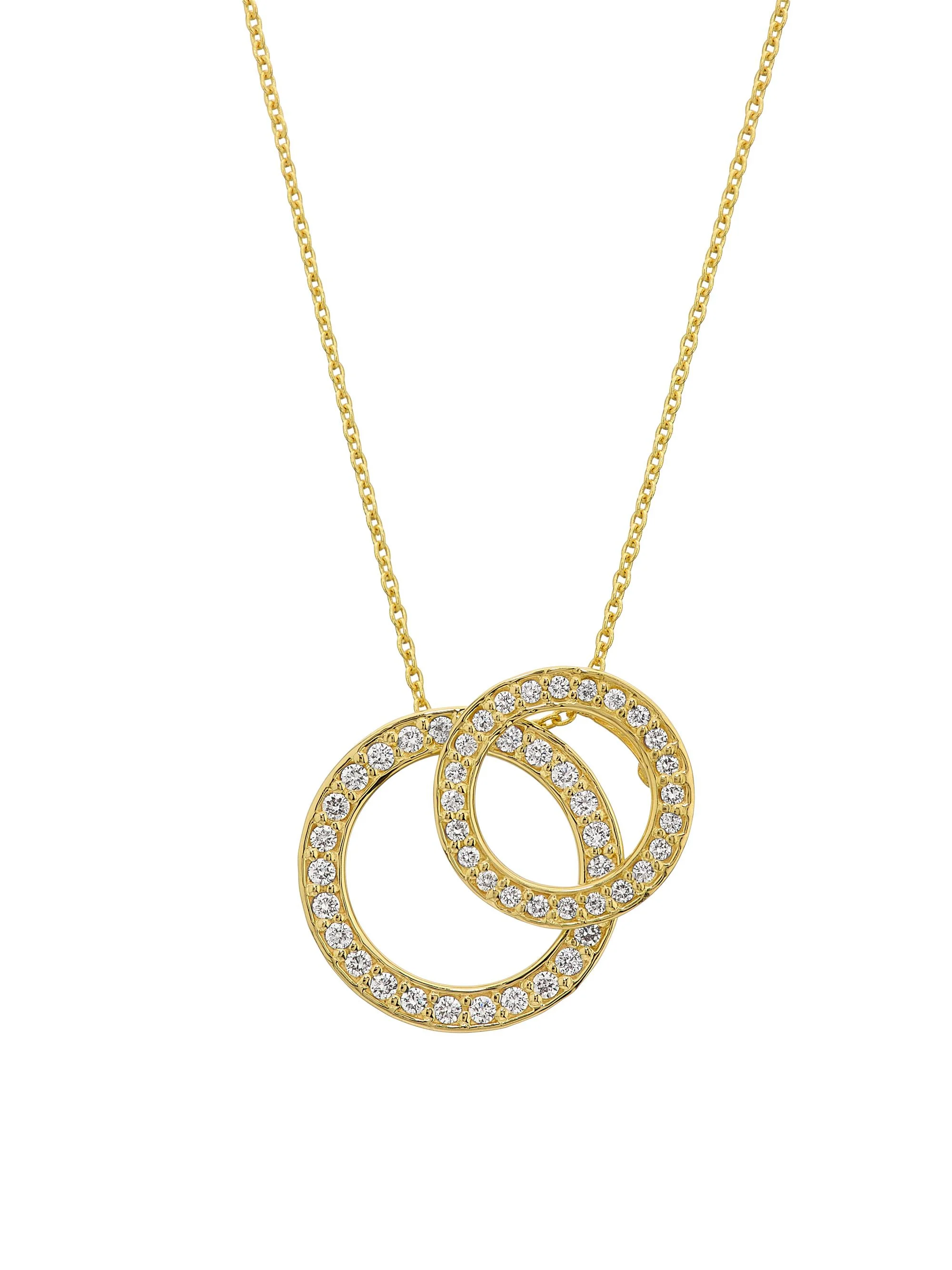 Women's Tiny Treasures Two Circle 18K White & Yellow Gold, Ruby & 0.36 TCW Diamond Pendant Necklace - 1