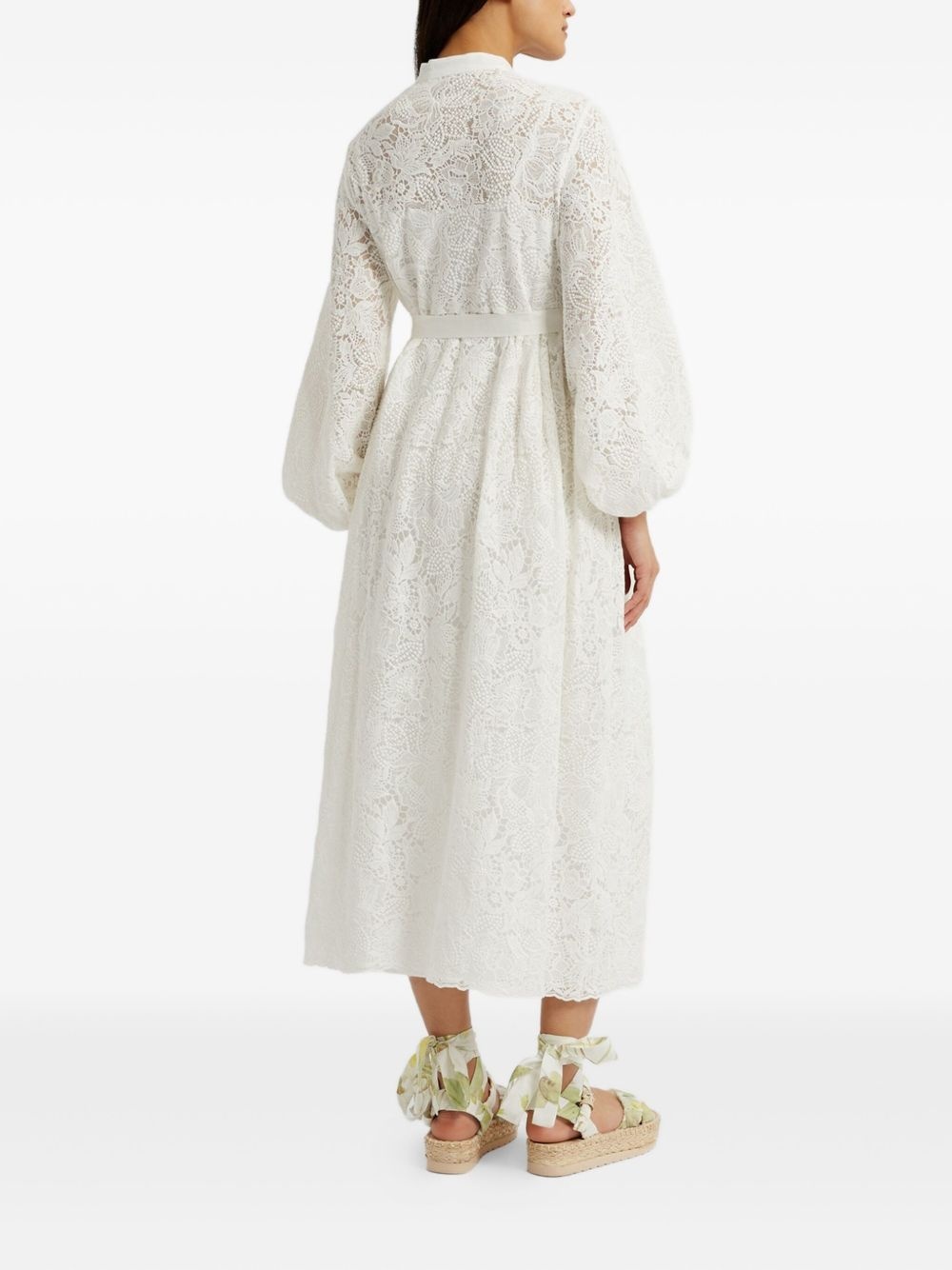 long-sleeve belted midi dress - 4