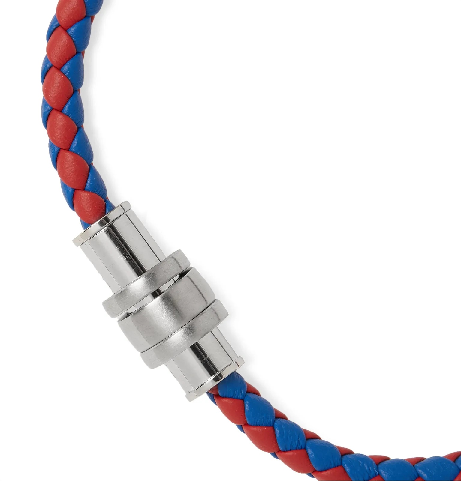 Braided Leather and Stainless Steel Bracelet - 4