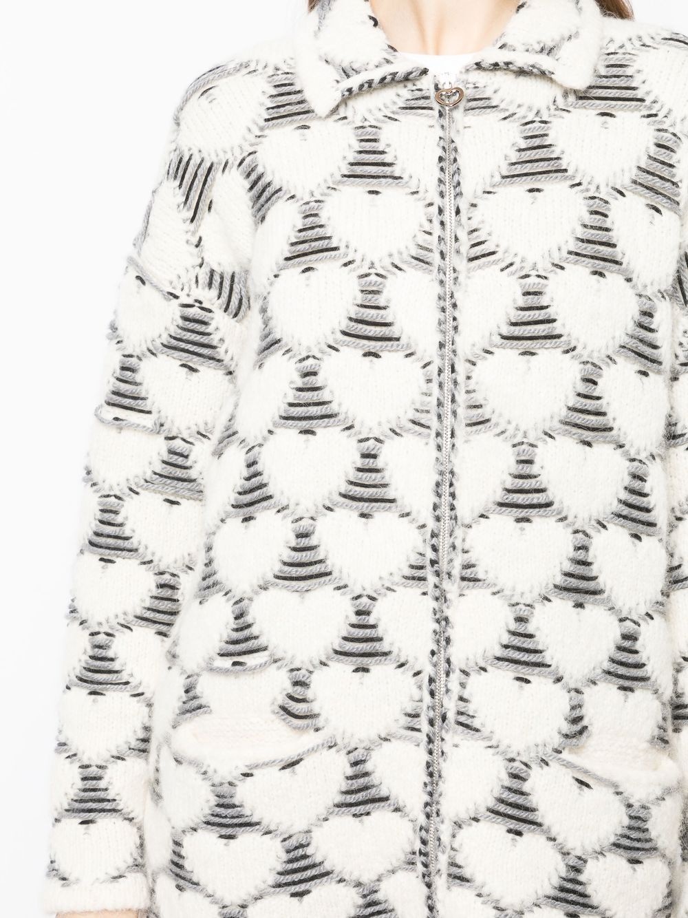 heart-print knit cardigan - 4