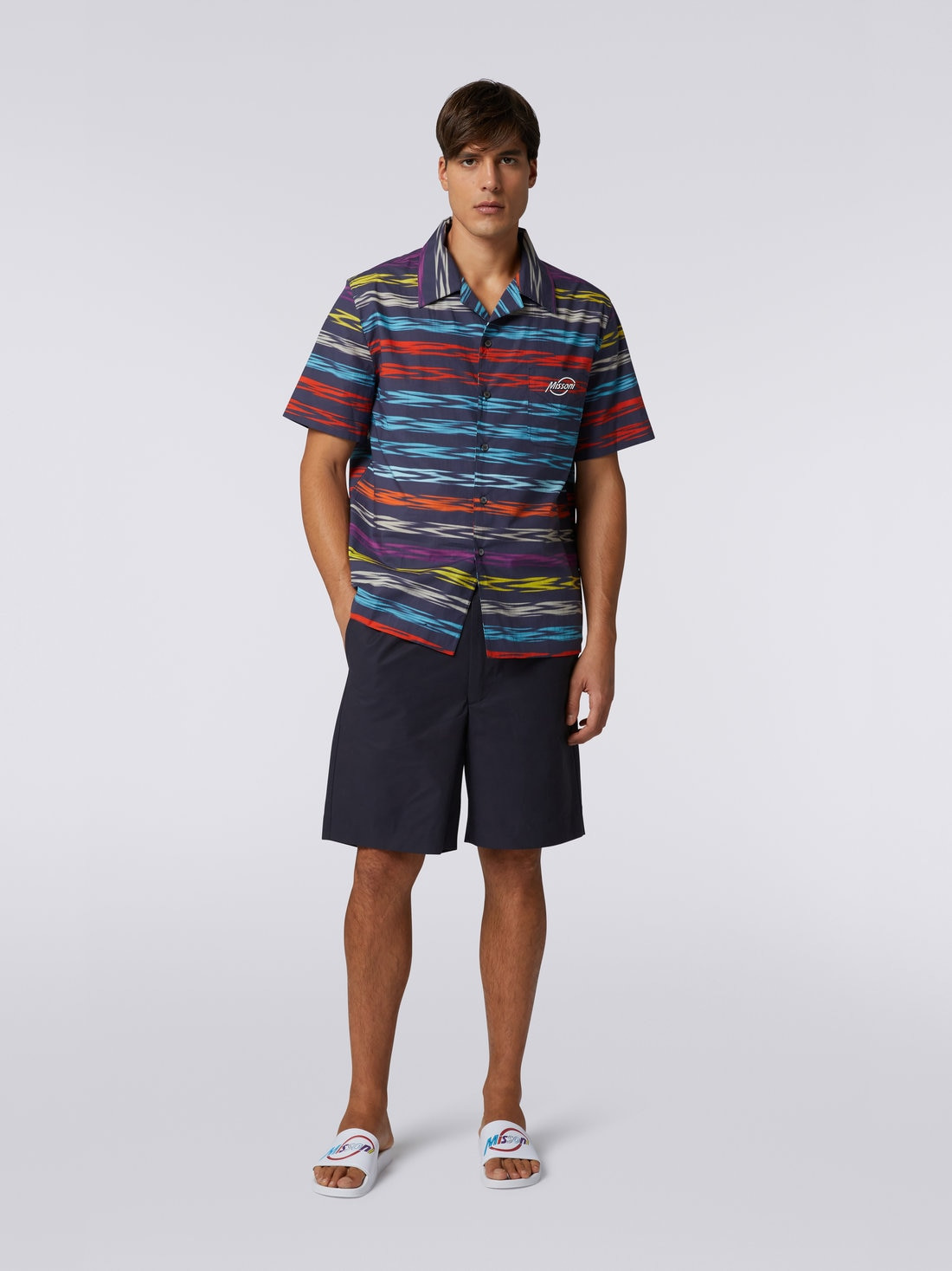 Oversized short-sleeved bowling shirt with logo - 2