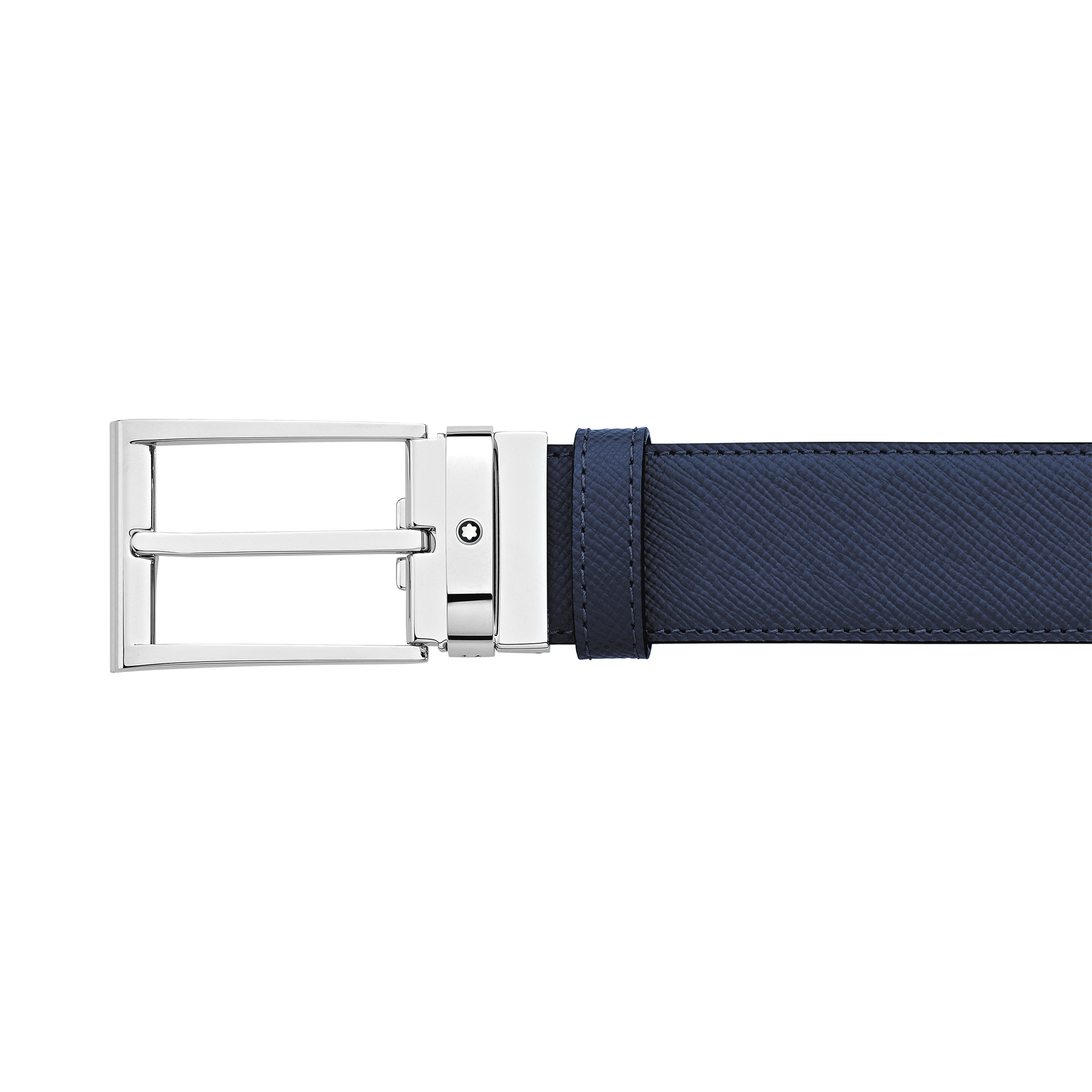 Black/blue 35 mm reversible leather belt - 4