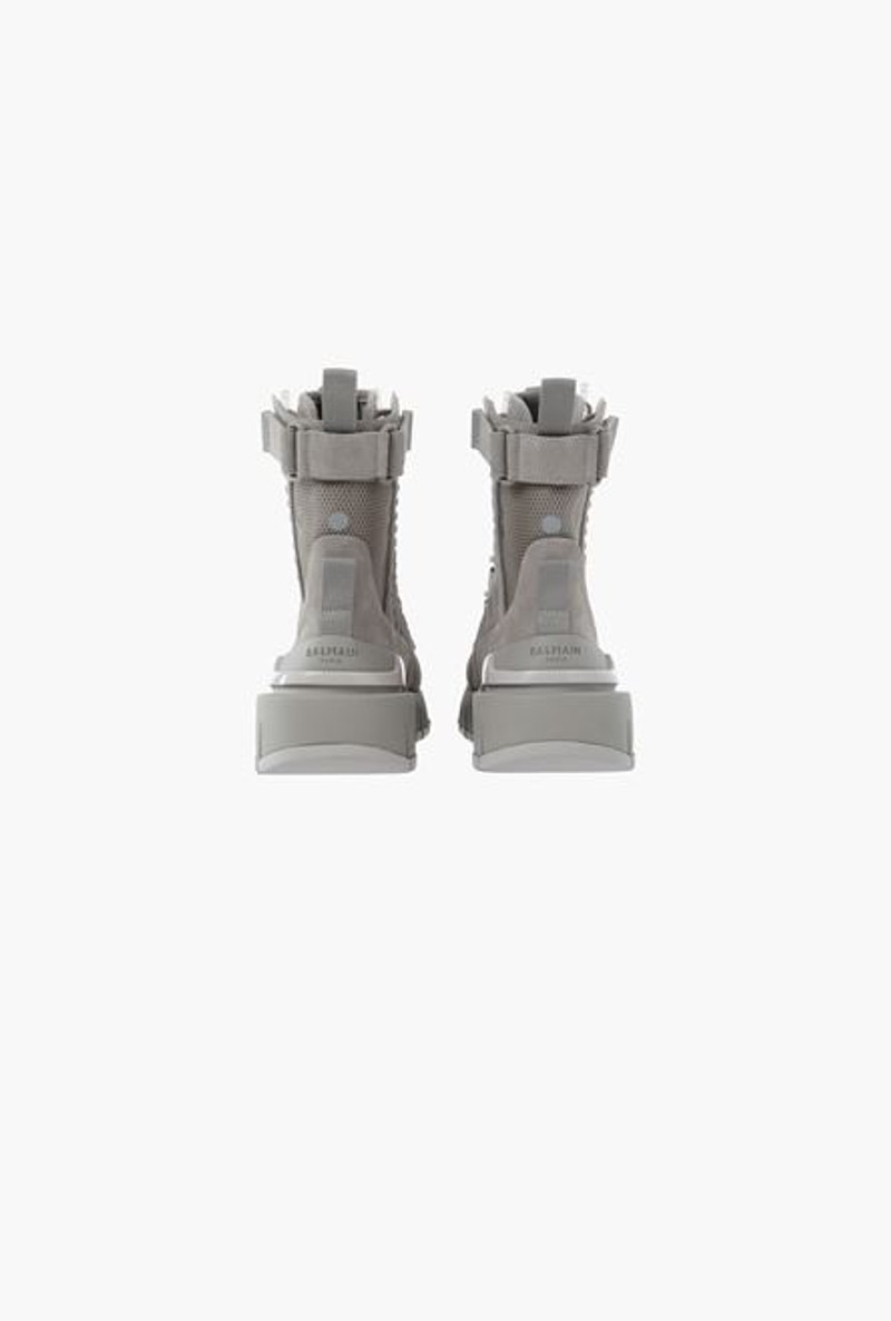 Gray mesh and suede B-Army sneakers 3
