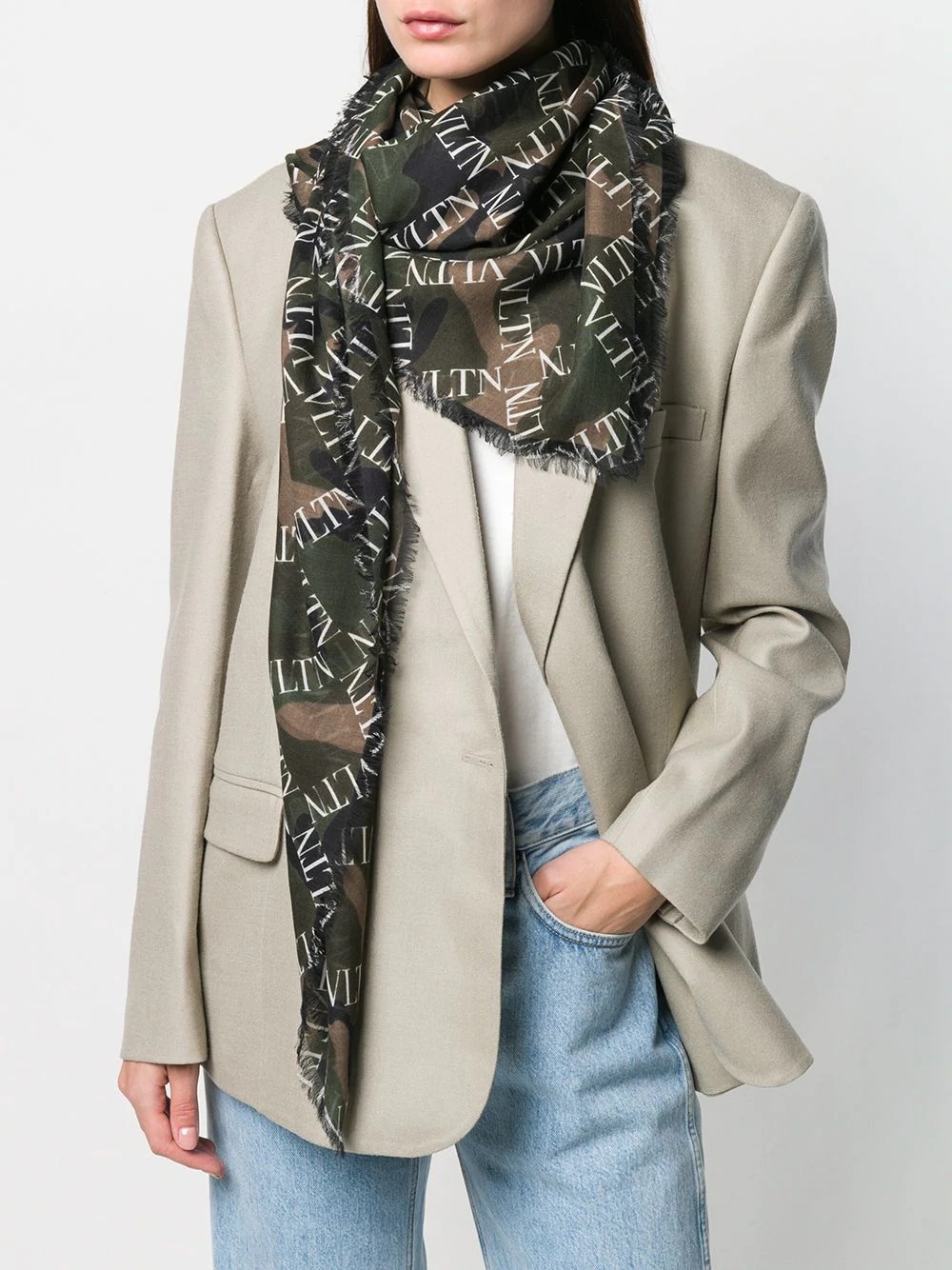 camouflage logo grid print scarf - 2