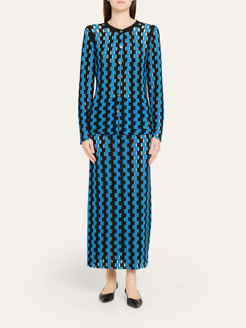 ZANKOV Marshall Metallic Open-Knit Maxi Skirt outlook