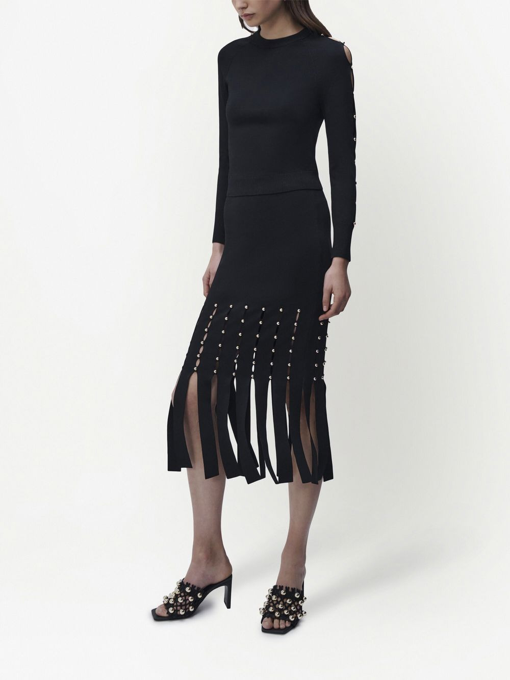 Katarina pearl-detail midi skirt - 3