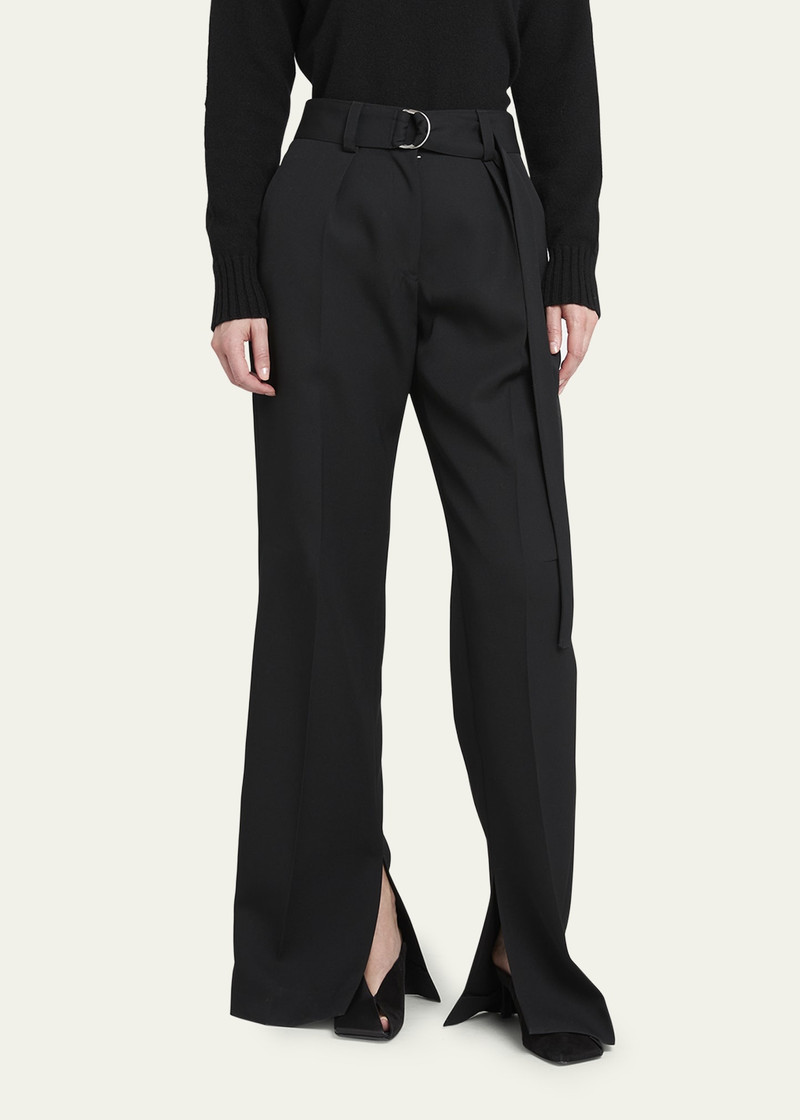 40 Pleated Belted Straight-Leg Split-Hem Trousers 4