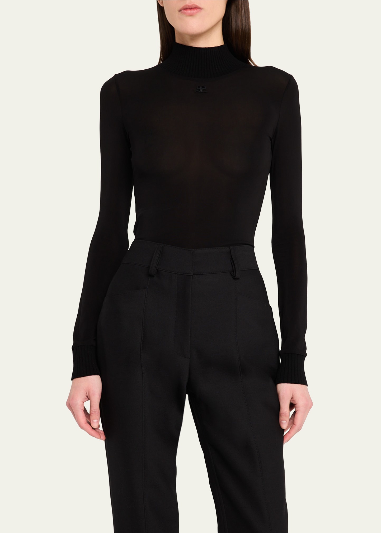Re-Edition Mock-Neck Long-Sleeve Fitted Top - 4