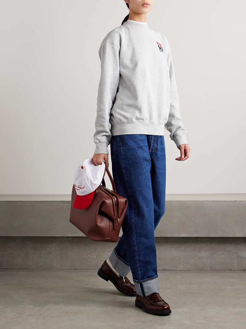 Sporty & Rich + adidas Originals printed cotton-blend jersey sweatshirt Light gray outlook