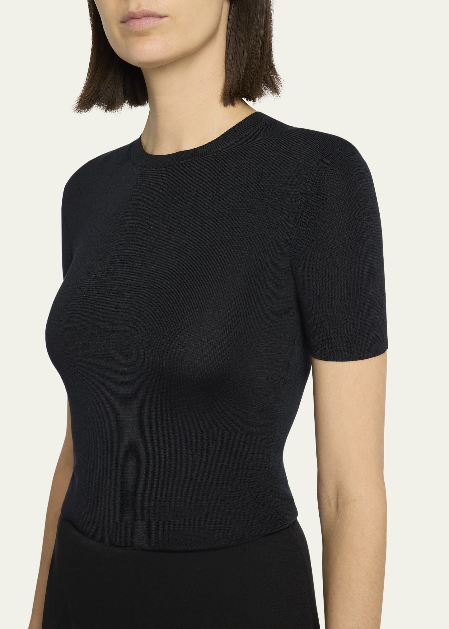 Jannat Classic Fitted Silk Knit Top - 5