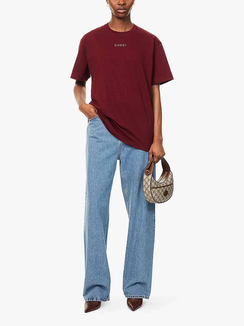 GUCCI Baggy Brand-Patch Wide-Leg High-Rise Denim Jeans outlook