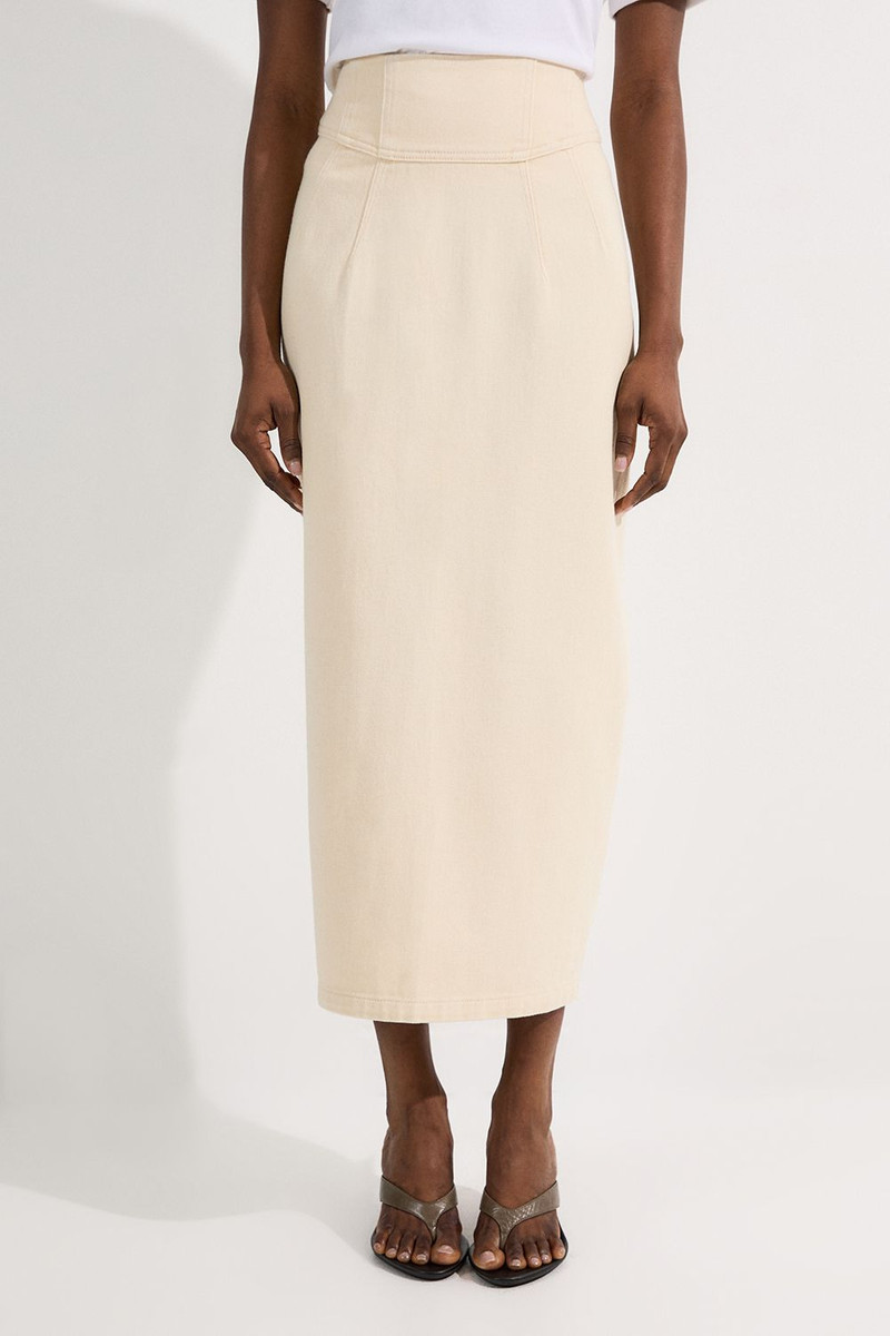 Corset Waist Denim Midi Skirt 3